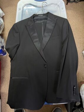 Ike Evening by Ike  Behar Black Satin Lapel Tuxedo